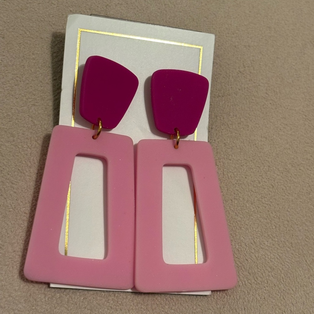 Pink Acrylic Geometric Earrings